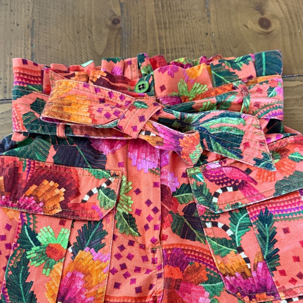 FARM Rio Tropical Print High-Waist Belted Shorts XS VGUC - Picture 3 of 5